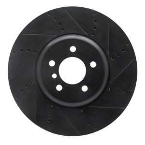 BMW 550I GT Brake Rotor (1) - Right Front - R1 Concepts - Drilled & Slotted - Black - `09-`17